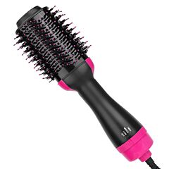 Hot Hair Brush 4 In 1 Hair Dryer Volumizer Brush Dryer Comb For Straightening Curling Drying - Black & Pink