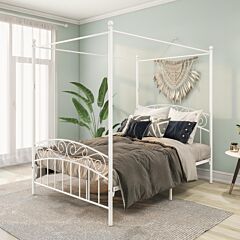 Full Size Metal Bed Frame With Headboard And Footboard Sturdy White Steel Perfectly Fits Your Mattress Easy Diy Assembly - White