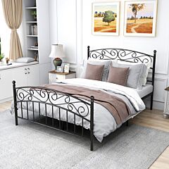 Metal Bed Frame Platform Mattress Foundation With Headboard And Footrest, Heavy Duty And Quick Assembly, Queen Black - As Picture