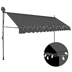 Manual Retractable Awning With Led 137.8" Anthracite - Grey