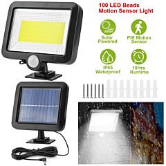 Solar Powered Wall Lights Outdoor 100 Led Beads Motion Sensor Lamp Ip65 Waterproof Dusk To Dawn Sensor Light - Black