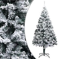 Artificial Christmas Tree With Flocked Snow Green 94.5" Pvc - Green