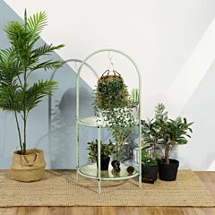 Glass Top End Table With Storage,round Multi-tiered Plant Stand - As Picture