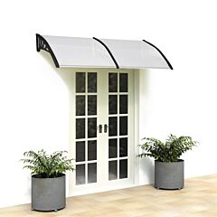 80"x 40" Outdoor Front Door Window Awning Patio Canopy Rain Cover Uv Protected Eaves Rt - Gray