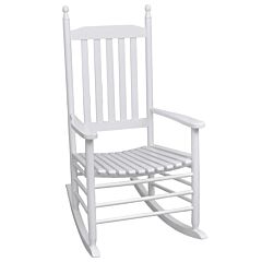 Rocking Chair With Curved Seat White Wood - White