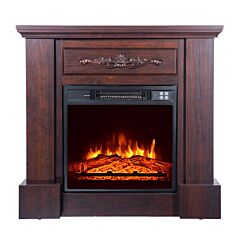 Zokop Sf103-18g Ha203-32 32 Inches Wood Brown Fireplace Cabinet 1400w Single Color / Fake Firewood / Heating Wire / With Small Remote Control Movement Black--ys - Brown