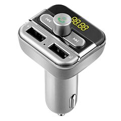 Car Wireless Fm Transmitter 3.4a Dual Usb Charge Hands-free Call Car Mp3 Player - Silver