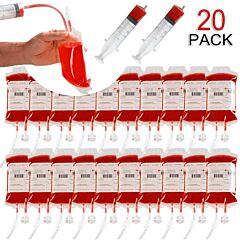 20 Packs Halloween Blood Bag Reusable Energy Drink Container Juice Pouch 350ml - Clear