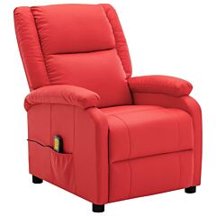 Massage Recliner Red Faux Leather - Red
