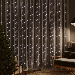 Led Curtain Fairy Lights 1.2"x1.2" 300 Led Cold White 8 Function - White