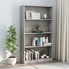 4-tier Book Cabinet Concrete Gray 31.5"x9.4"x55.9" Chipboard - Grey