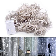 3m X 3m 300-led White Light Romantic Christmas Wedding Outdoor Decoration Curtain String Lights (110v) Rt - White