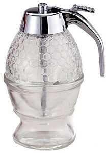 No Drip Honey Dispenser With Stand Honey Comb Shape Plastic Container Maple Syrup And Sugar Syrup Jar Pot - Clear