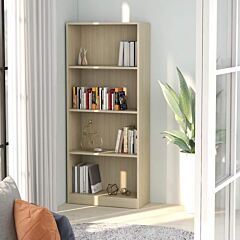 4-tier Book Cabinet Sonoma Oak 23.6"x9.4"x55.9" Chipboard - Brown