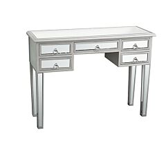 Mirrored Desk Console Table,unique Modern Decorative Design Mirrored Desk Home Console Table Bedroom Vanity Make-up Table With 5 Drawer,silver - As Pictures