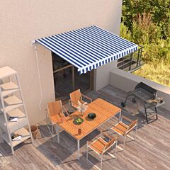 Automatic Retractable Awning 118.1"x98.4" Blue And White - Blue