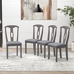 Rustic Wood Padded Dining Chairs For 4 - Gray