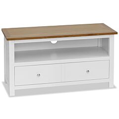 Tv Cabinet 35.4"x13.8"x18.9" Solid Oak Wood - White