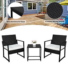 Free Shipping 3 Pieces Patio Set Outdoor Wicker Patio Furniture Sets Modern Bistro Set Rattan Chair Conversation Sets With Coffee Table For Yard And Bistro Yj - Picture