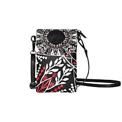 Crossbody Cell Phone Purse, Floral Design - Black / Multicolor - One Size