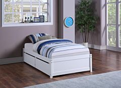 Twin Bed With 2 Storage Drawers,white - As Picture