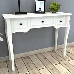 White Dressing Console Table With Three Drawers - White