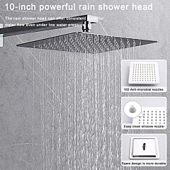 Shower System Shower Faucet Combo Set Wall Mounted With 12" Rainfall Shower Head And Handheld Shower Faucet, Chrome Finish With Brass Valve Rough-in - As Pic
