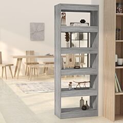 Book Cabinet/room Divider Gray Sonoma 23.6"x11.8"x65.4" Chipboard - Grey