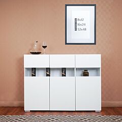 Modern White Side Cabinet With Led Lights,high Glossy Front Living Room Side Storage Cabinet - White