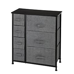 Dresser With 7 Drawers - Furniture Storage Tower Unit For Bedroom, Hallway, Closet, Office Organization - Steel Frame, Wood Top, Easy Pull Fabric Bins, Grey - Grey