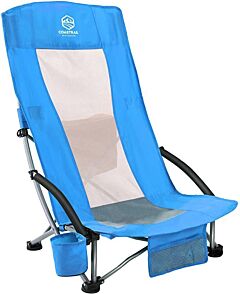 Camping Chair High Back Outdoor Beach Chair With Cooler, Cup Holder & Carry Bag For Camping Lawn Concert Travel Festival, Blue - Blue