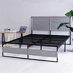 V4 Metal Bed Frame 14 Inch Full Size With Headboard And Footboard, Mattress Platform With 12 Inch Storage Space - Grey
