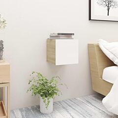 Bedside Cabinet White And Sonoma Oak 12"x11.8"x11.8" Chipboard - White