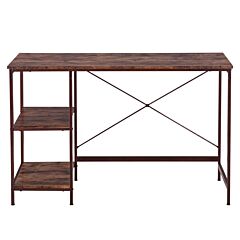 Home Office Computer Desk,small Study Writing Desk With Wooden Storage Shelf,2-tier Industrial Morden Laptop Table With Splice Board,47 Inches - Brown