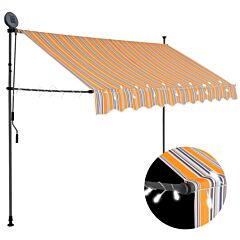 Manual Retractable Awning With Led 98.4" Yellow And Blue - Yellow