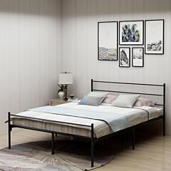 Queen Metal Platform Bed Frame With Headboard/no Box Spring Needed/easy To Assemble Black - Queen Black