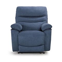 Fabric Manual Recliner Sofa With Massage And Heat Function - Blue