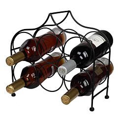 Black 6 Bottle Metal Wine Rack For Tabletop Or Countertop Rt - Black