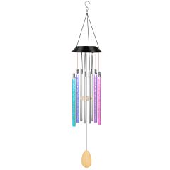 Solar Wind Chime Lights 7 Color Changing Decorative Lamp Ip65 Waterproof Hanging String Lights - Silver