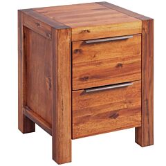 Bedside Cabinet Solid Acacia Wood Brown 17.7"x16.8"x22.8" - Brown