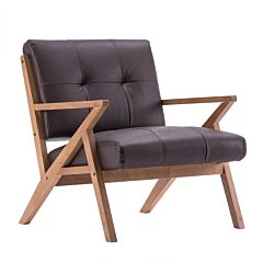 Retro Single Sofa Chair Armchair Seat Accent Armchair Wood Frame Suede Brown - Brown