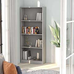 4-tier Book Cabinet Gray 23.6"x9.4"x55.9" Chipboard - Grey