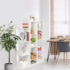 12-shelf Bookcase, Modern Tree Bookshelf Book Rack Display Shelf Storage Organizer For Cds, Records, Books, Home Office Deco(white) - White