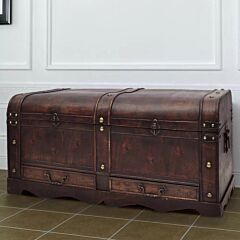 Wooden Treasure Chest Large Brown - Brown