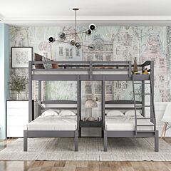 Full Over Twin & Twin Bunk Bed,triple Bunk Bed - Gray