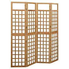 4-panel Room Divider/trellis Solid Fir Wood 63.4"x70.9" - Brown