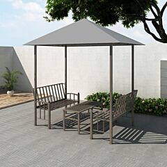 Garden Pavilion With Table And Benches 98.4"x59.1"x94.5" Anthracite - Anthracite