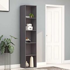 Book Cabinet Gray 15.7"x11.8"x74.4" Chipboard - Grey