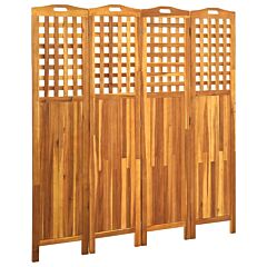 4-panel Room Divider 63.4"x0.8"x66.9" Solid Acacia Wood - Brown