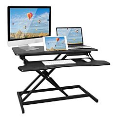 Height Adjustable Standing Desk Converter Workstation Sit Stand Dual Monitor Laptop Desk Riser Tabletop - Black